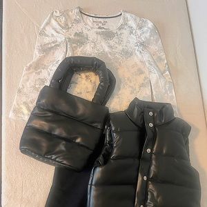 Rachel Zoe 4 piece set Bundle Vegan leather Black Vest and Purse 3t